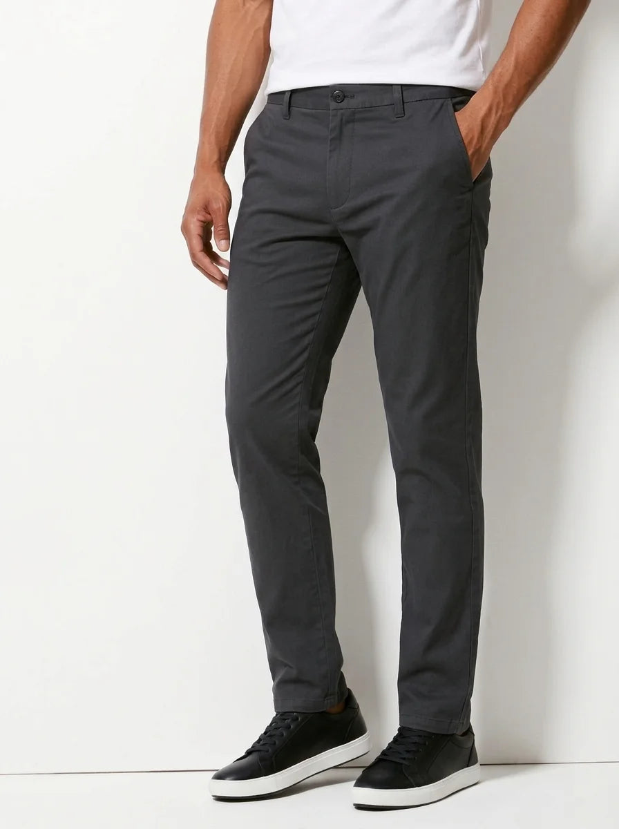Charcoal Grey Cotton Chino