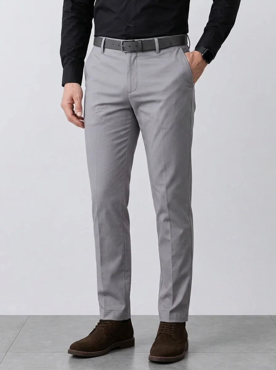 Silver Grey Cotton Chino