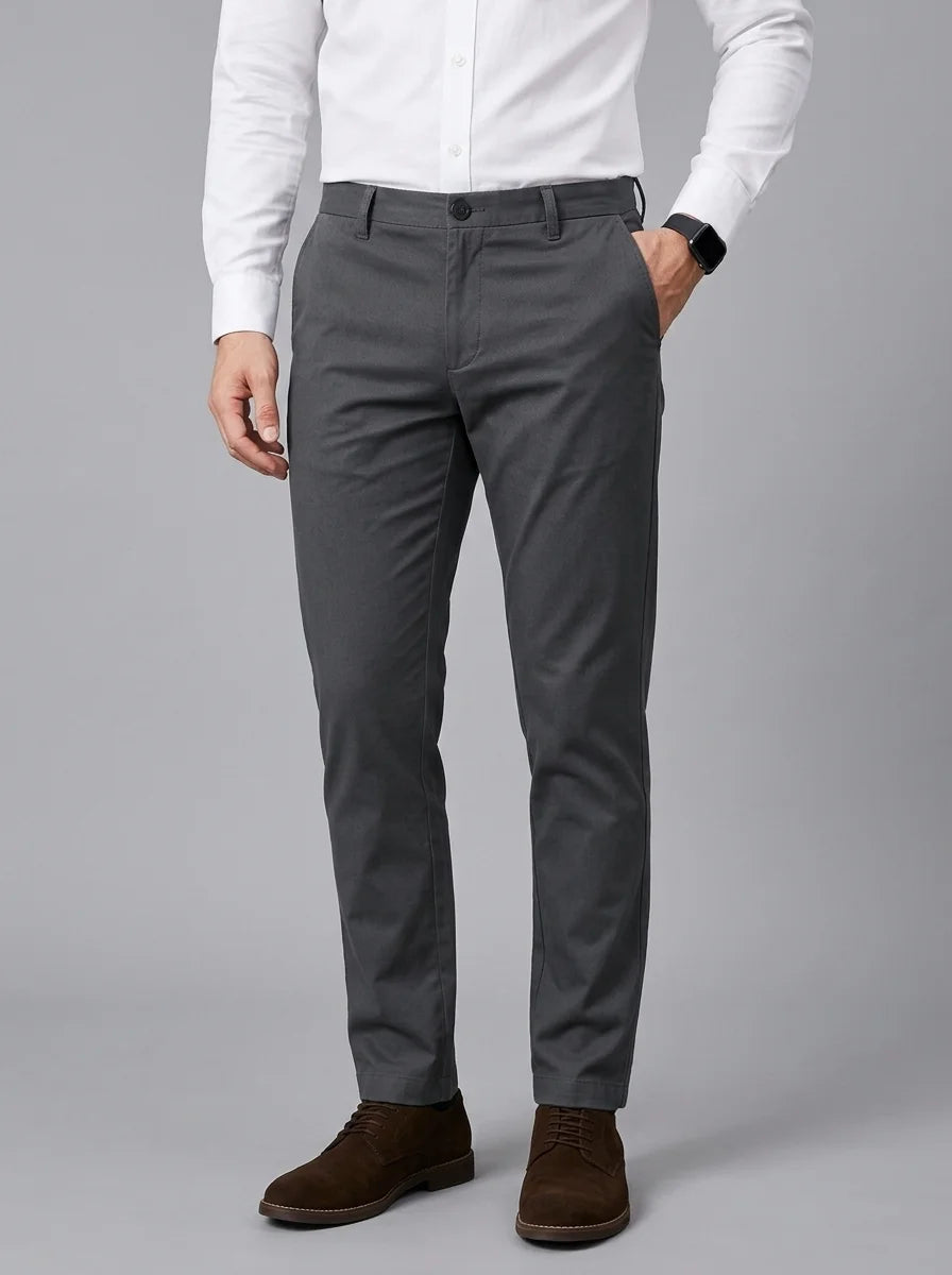 Charcoal Grey Cotton Chino