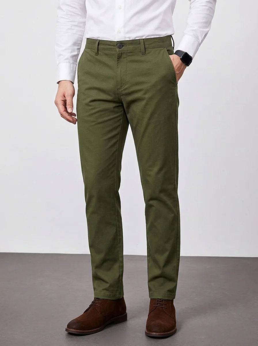 Olive Green Cotton Chino