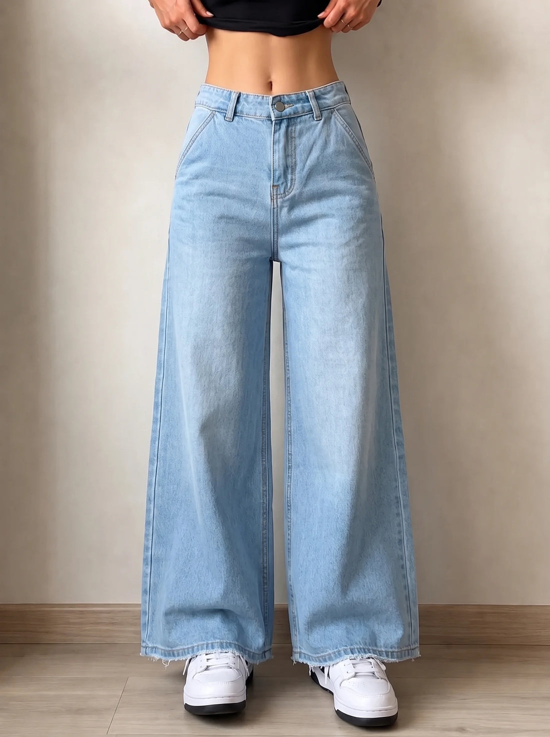 Women Culotte's Ice Blue Wash Denim Jeans