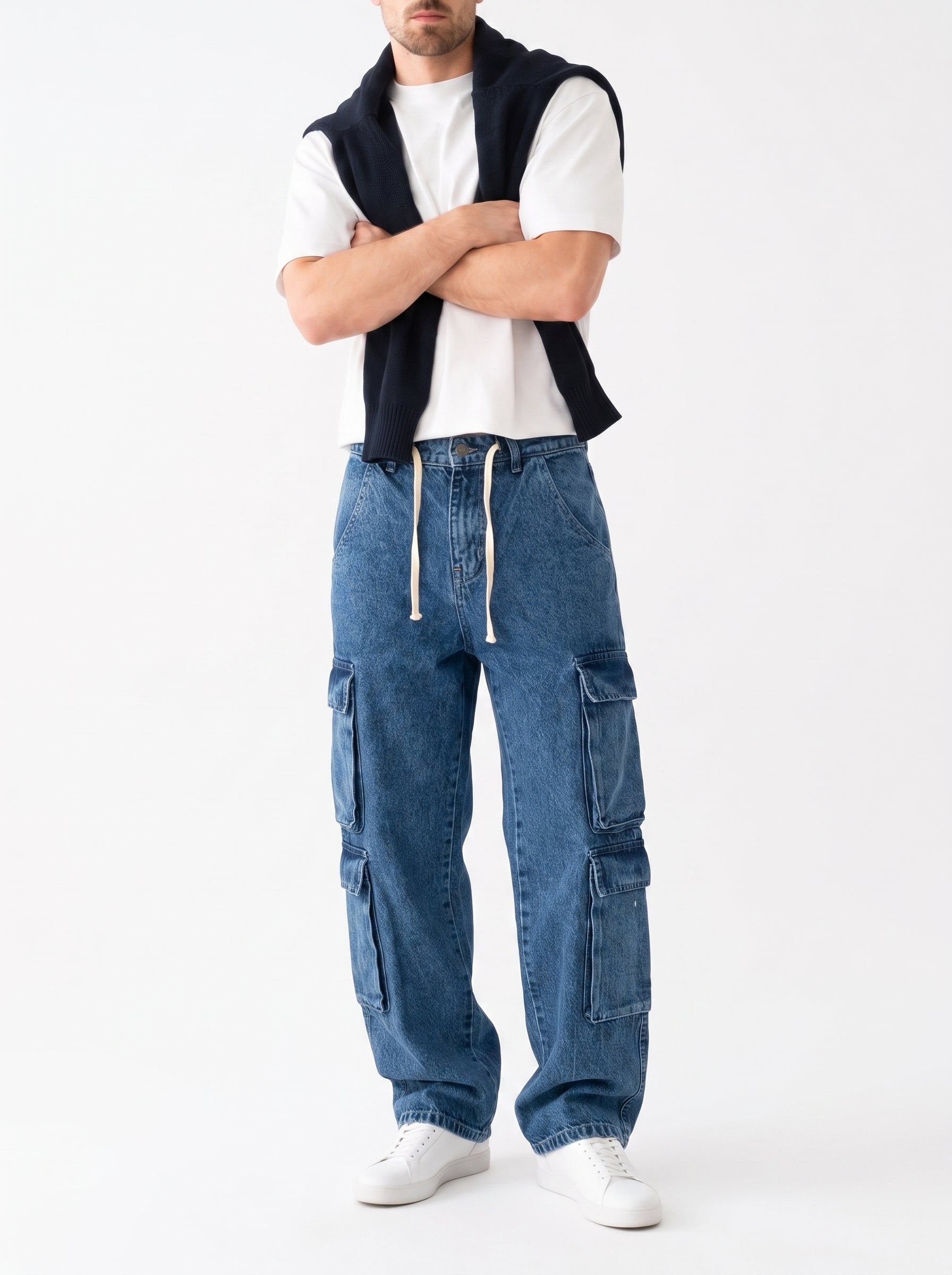 8 Pocket Acid Wash Cargo Jeans